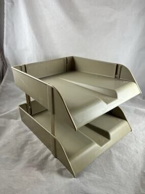 Rubbermaid Desk Paper Organizer 2 Trays Beige Commercial Products 2944 Plastic